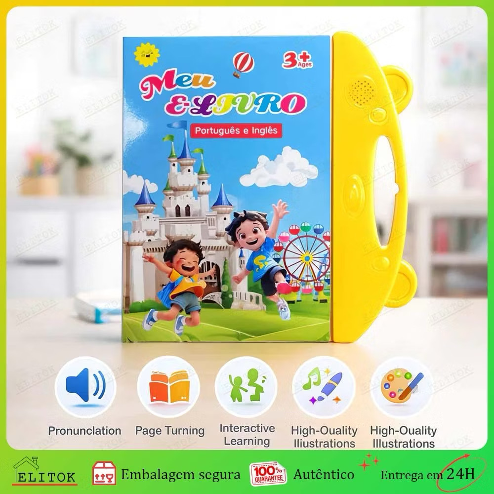 Livro Infantil Bilíngue Português e Inglês – Interativo com Som e Toque Inteligente